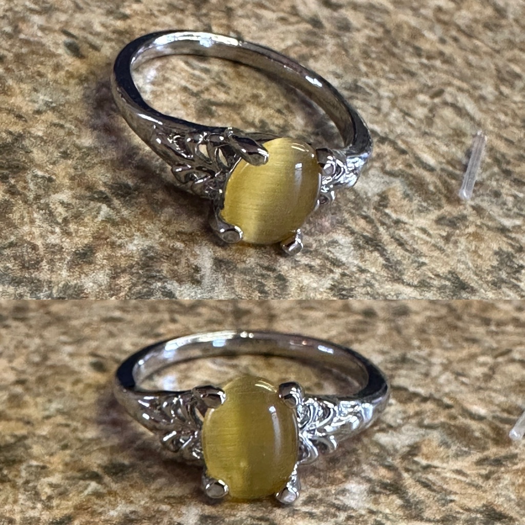 Brand New Pale Yellow Moonstone Rings Silver Tone Filigree